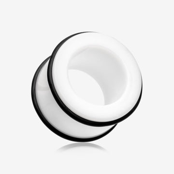 A Pair of Basic UV Acrylic No Flare Regs Ear Gauge Tunnel Plug-White